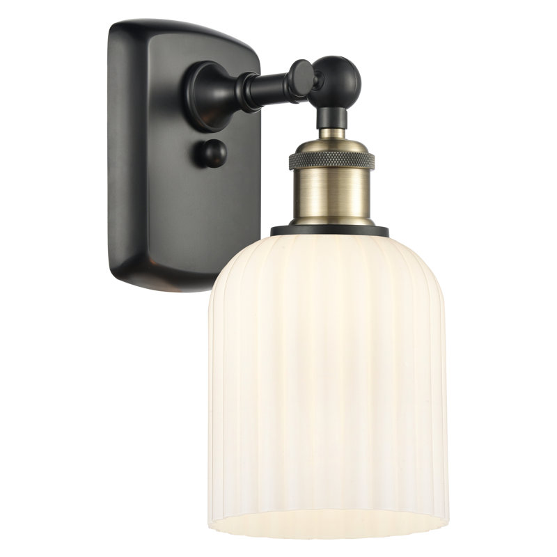Northgate Steel Armed Sconce, Black Antique Brass, Gloss White