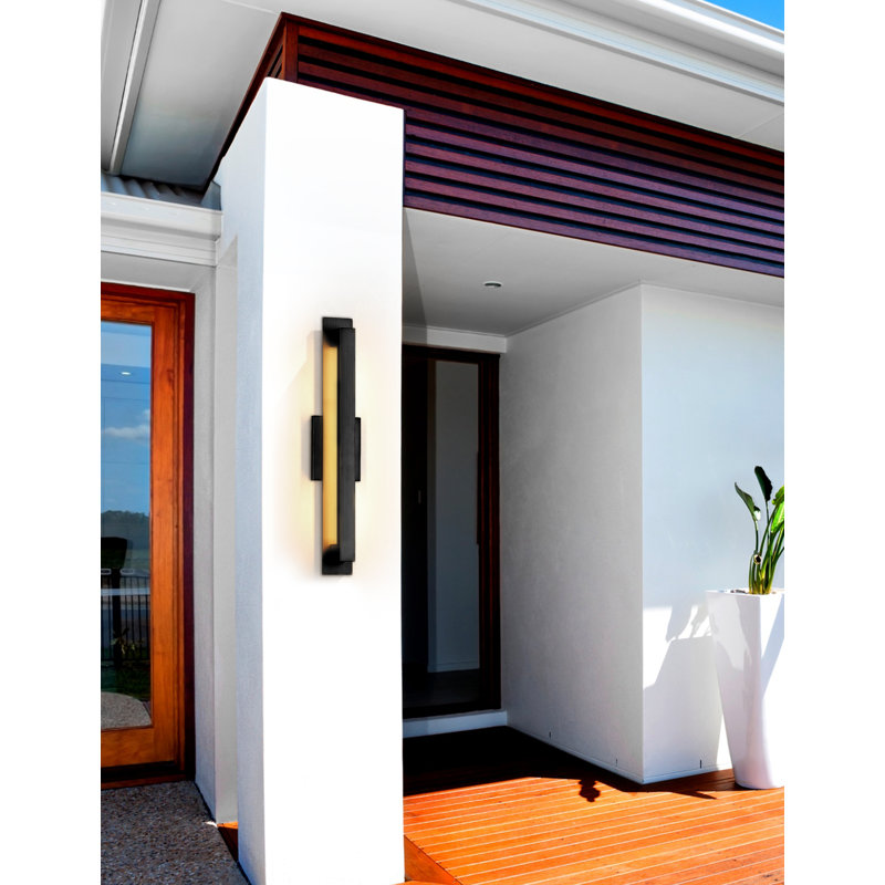 Catalina LED Outdoor Armed Sconce, Matte Black, 24" H