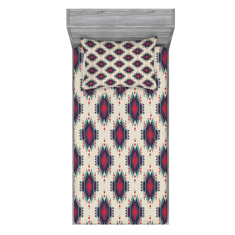 Microfiber Ikat Sheet Set, Twin XL Sheet Set with Fitted Sheet