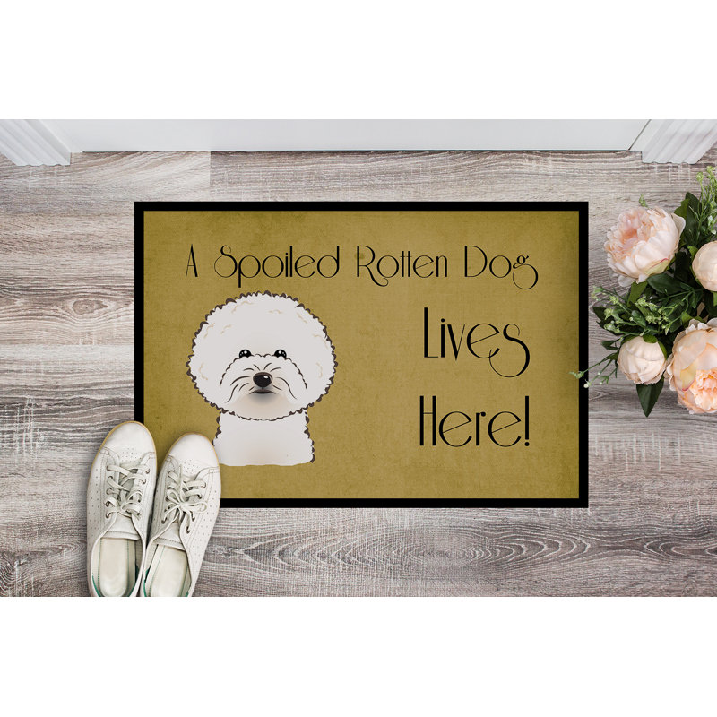 Tapis d'extérieur antidérapant Washingtonville Bichon Frise, Rectangle 1 pi 6 po x 2 pi 3 po