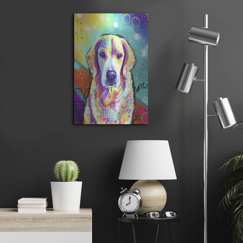 Art mural en métal Winston Porter «Pop Art Golden Retriever 3» par Furbaby Affiliates, H 24 po x l 16 po