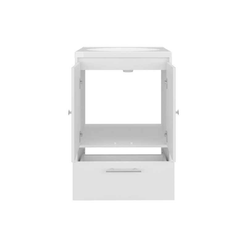 Meuble-lavabo avec lavabo, 2 portes, 1 tiroir , Blanc