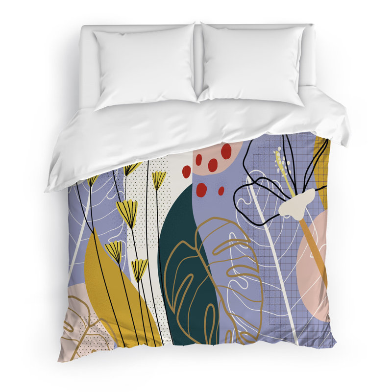 Tropical Leaves Tropical Twill Duvet Cover, King Duvet Cover + 2 Pillow Cases