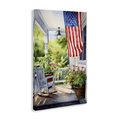 Patriotic Summer Porch Canvas Wall Art by Petal Prints Design
