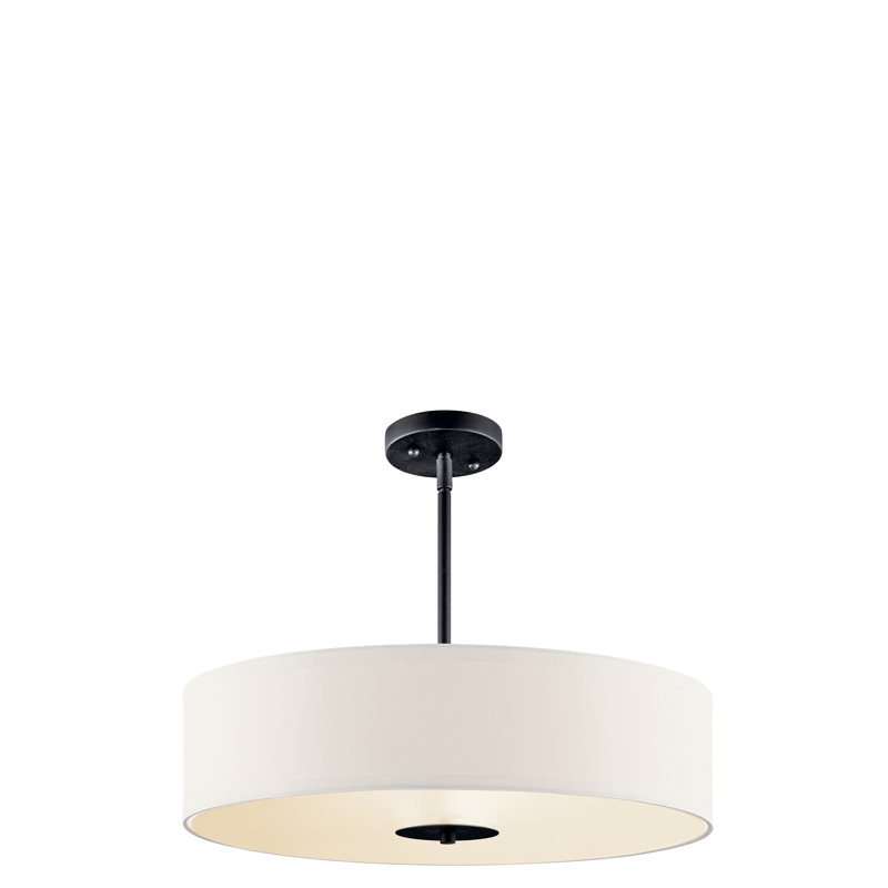 3 - Light Satin Black Drum Pendant, 41.5" H x 20" W x 20" D, Black