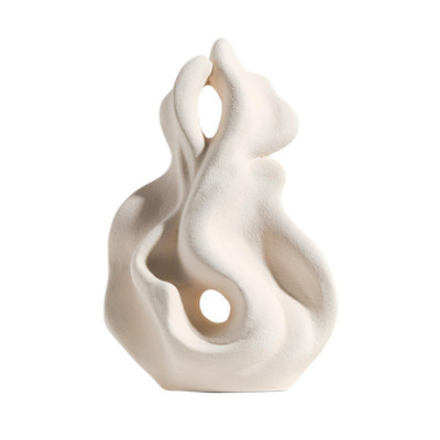 Élégante sculpture abstraite en céramique blanche