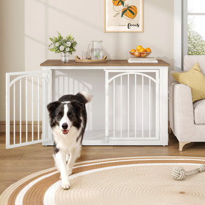 Dog Crate Furniture, 4-Door Wooden Dog Crate, End Side Table Animal Crates for Small/Medium/Large Dogs, Indoor Dogs Kennel 