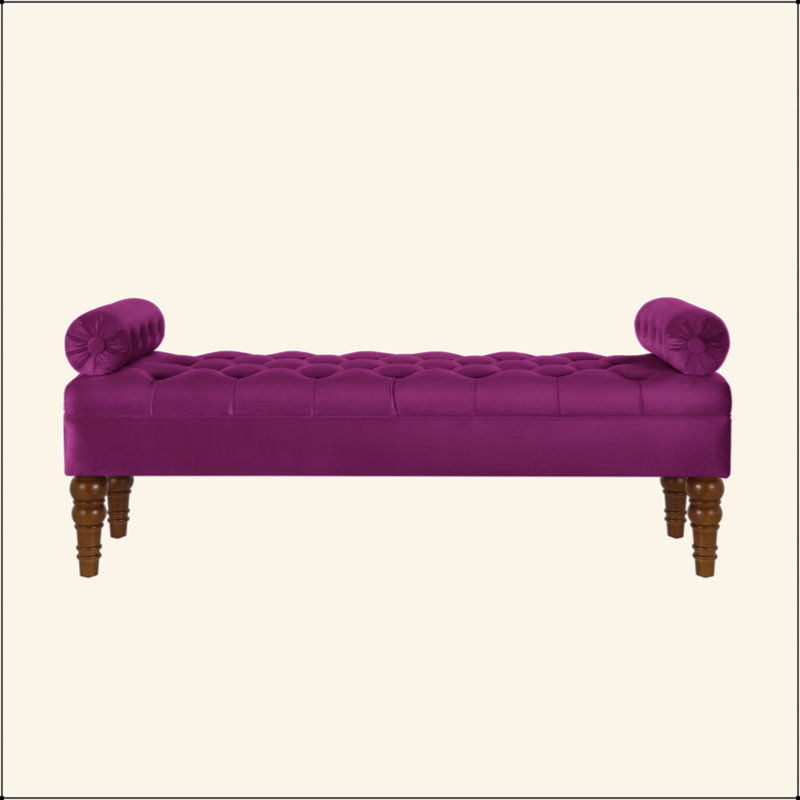 51.48" W Tufted Upholstered Bench, Violet