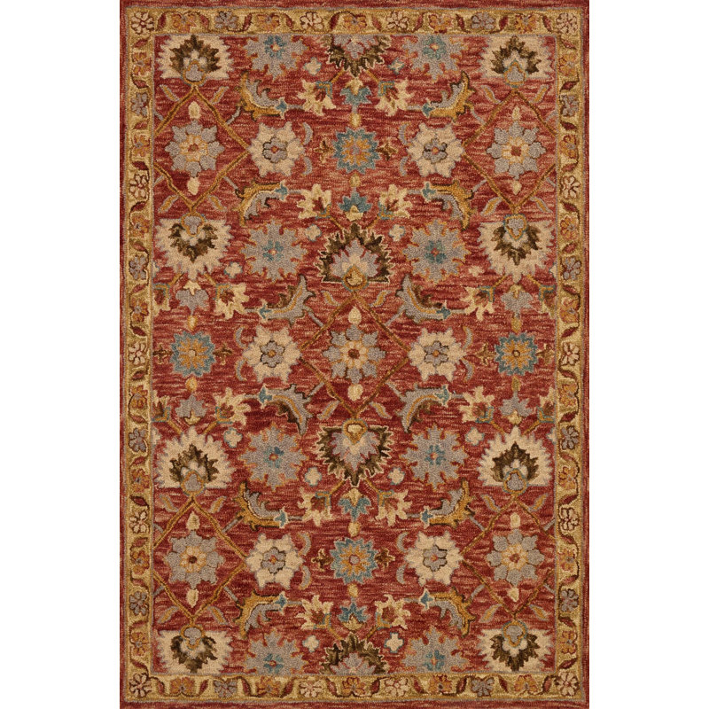 Asan Floral Hand-Hooked Wool Area Rug, Rectangle 7'9" x 9'9"