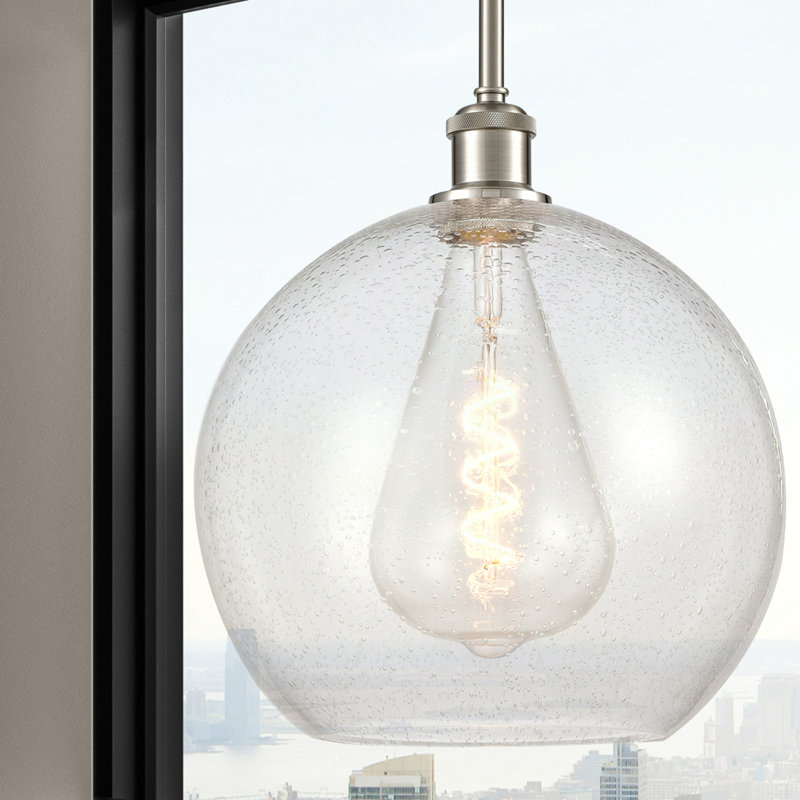 Luminaire suspendu sphérique 1 lumière Cindi, H 14,38 po x l 11,75 po x P 11,75 po, Ampoule non incluse, Nickel satiné brossé