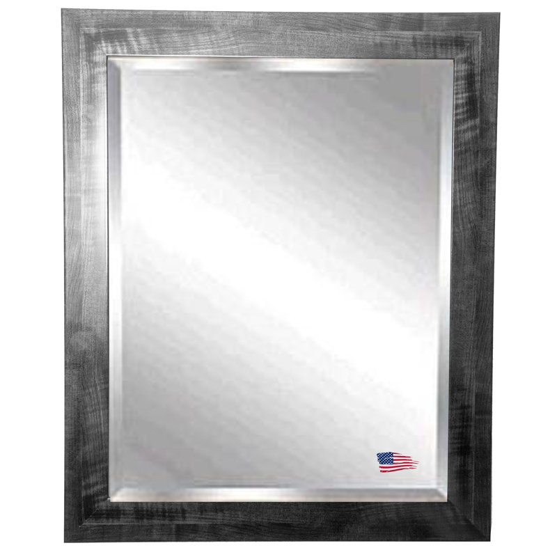 Wood Flat Wall Mirror, 33.5" H x 27.5" W