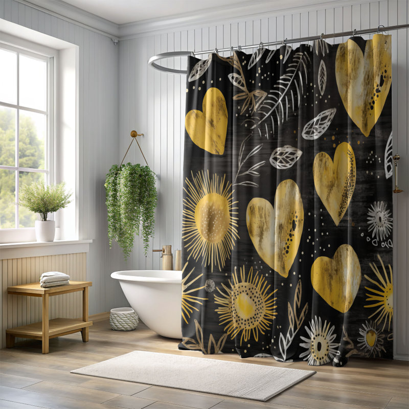 Rideau de douche Sleek Hearts - Premium, H 74 po x l 71 po