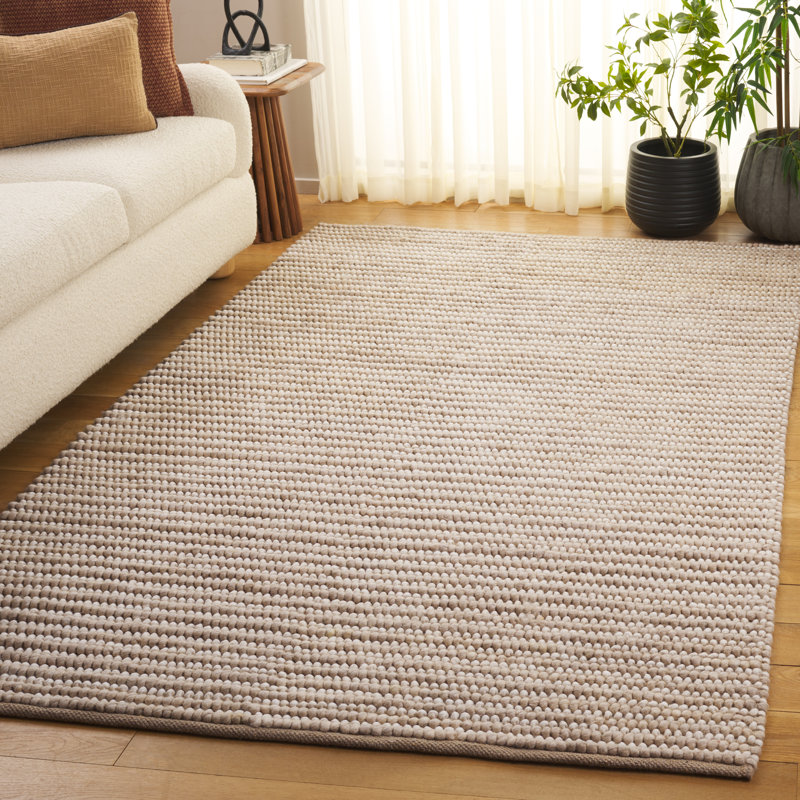 Natura 287 Flatweave Wool/Cotton No Pattern Rug in Taupe/Ivory, Rectangle 5' x 8'