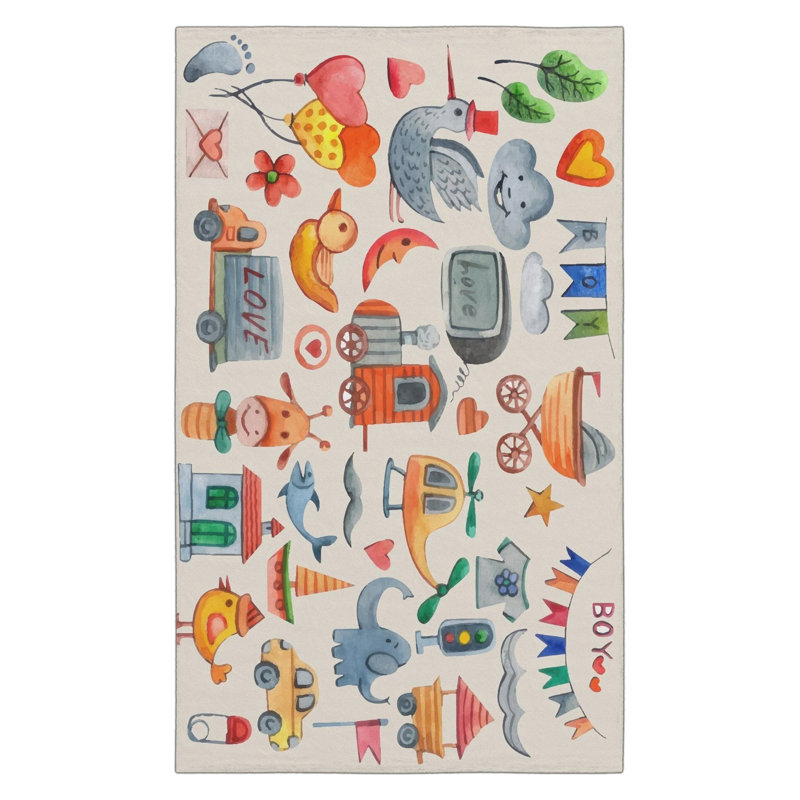 Tapis de salon pour chambre d'enfant, Rectangle 3 pi 4 po x 6 pi 7 po