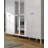 Modern Scandinavian Wardrobe with Metal Handles, White & Wood Finish, 102.7 x 84.6 x 23.2 inches | 100% Melamine Coated Particle Board, 0.7 inch Thickness | Numerous Shelves, Wall-Mountable, Stylish & Functional Design