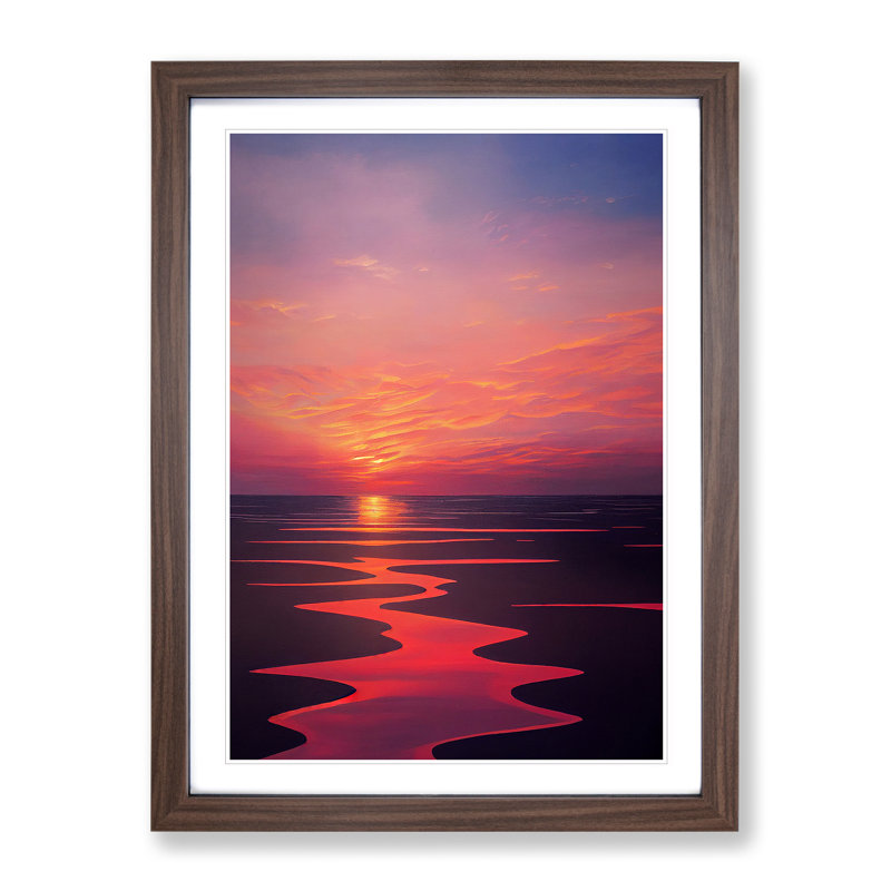 Ultimate Sunset - Wall Art, 66cm H x 48cm W, Walnut Framed Paper, White