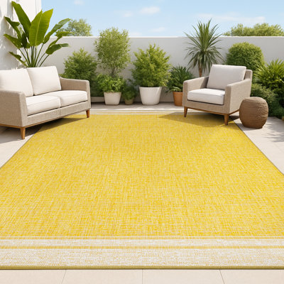 Arriaga Modern Minimalist Mingled Solid Yellow/Cream Indoor/Outdoor Rug