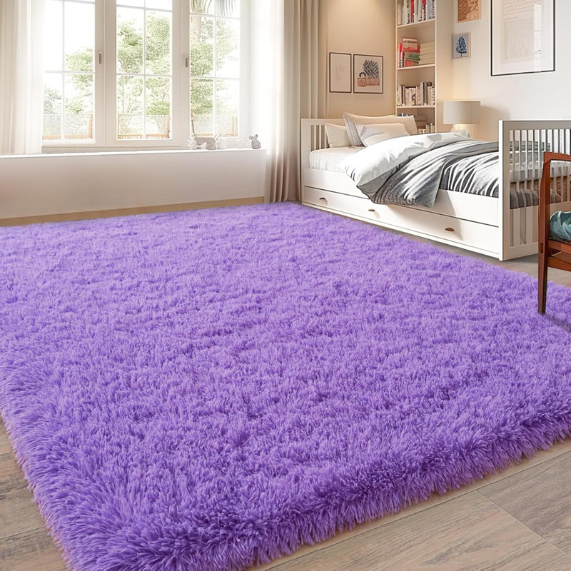 8×10ft Solid Color Rug Fluffy Shag Area Rug Indoor Carpet for Living Room Bedroom Bedside Nursery Kids' room