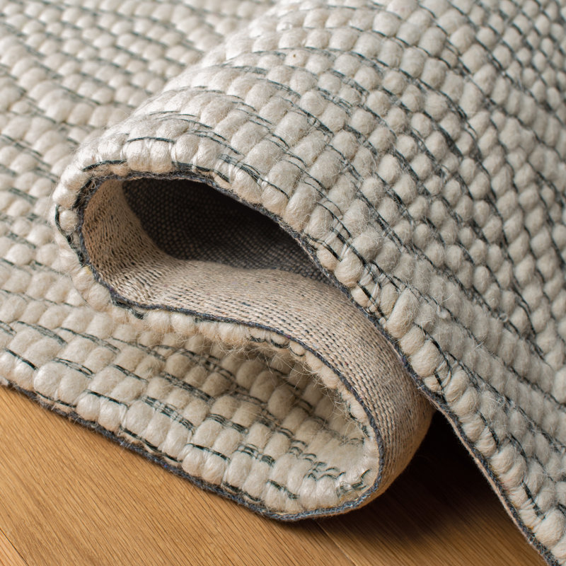Ivory Geometric Flatweave Wool Area Rug, 3' x 5'