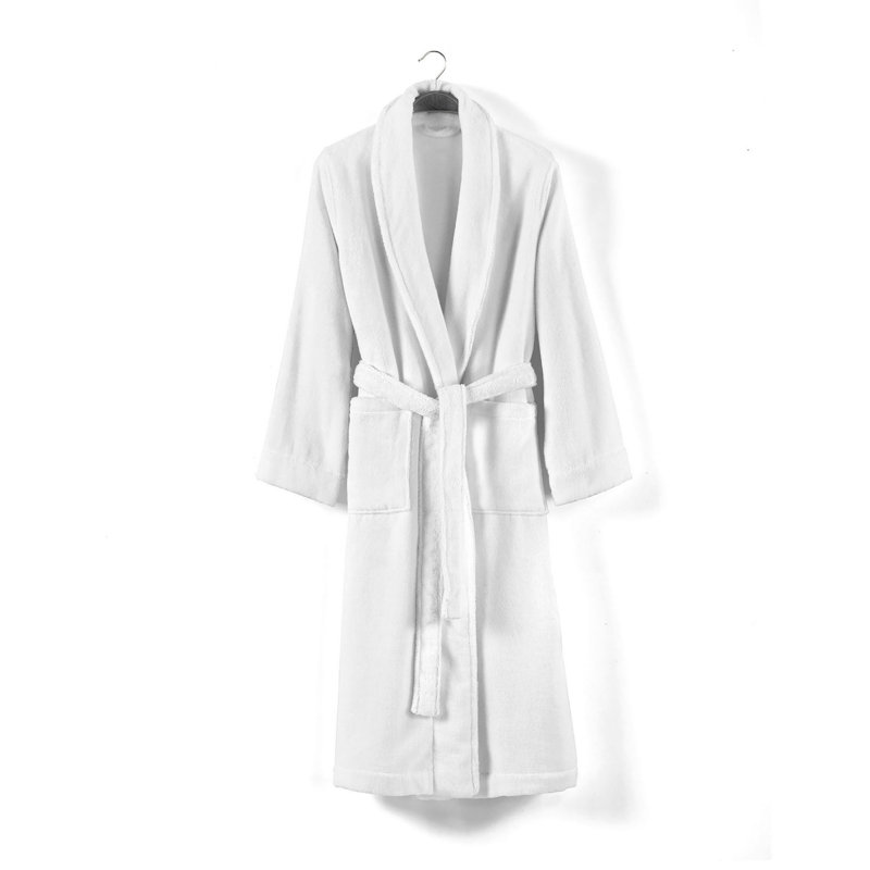 Peignoir 100% coton mi-mollet unisexe avec poches, S