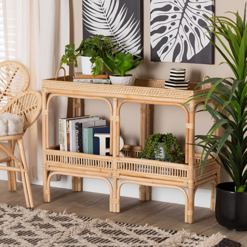 Lombok Modern Bohemian Rattan Console Table