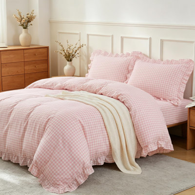 Housse de couette Gingham Housse de couette Ruffle