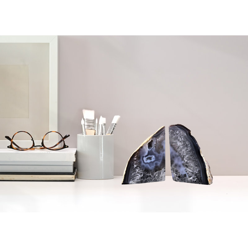 Serre-livres Eternity Agate |  Gris, H 6,5 po x l 4 po x P 8 po