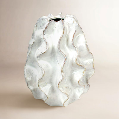  Ceramic Ruffle Vase 10.5"H – Small White Decorative Vase