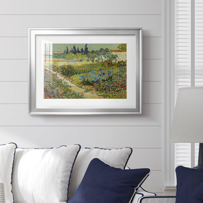Flowering Garden with Path-Vincent van Gogh-Framed - Vintage Botanical Print, Matted and Framed Under Acrylic Glass, Living Room and Dining Room Wall Art