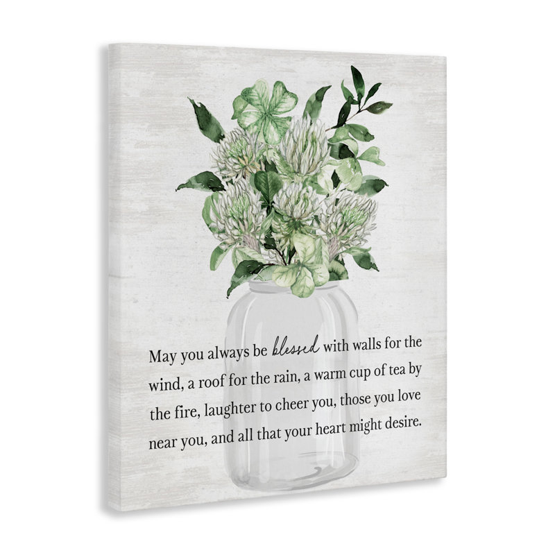 «Blessed Spring Florals & Clovers Canvas», design par Lettré et doublé, H 20 po x l 16 po