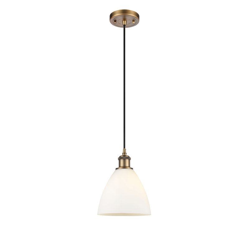 Haruka 1 - Light Single Pendant, White, 11.25" H x 7.5" W x 7.5" D, Brushed Brass