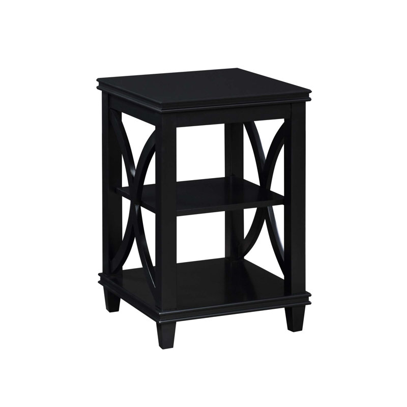Pettegrow 24'' Tall End Table with Storage with Solid Wood Frame, Black