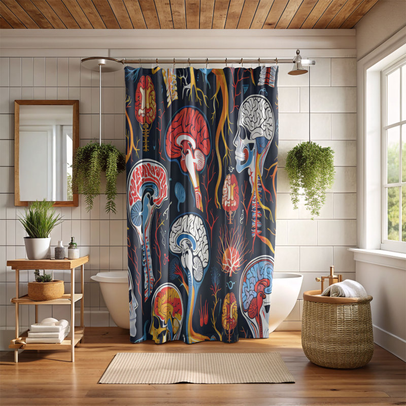 Neural Map - Premium Shower Curtain, H 74 po x l 71 po