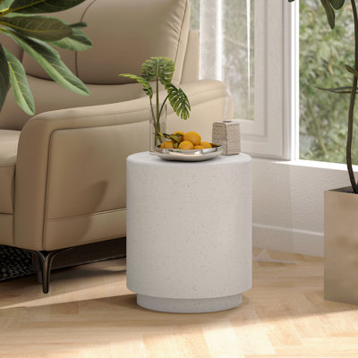 Round Side Table, Lightweight Accent Table With Terrazzo Finish, End Table With 4 Adjustable Feet