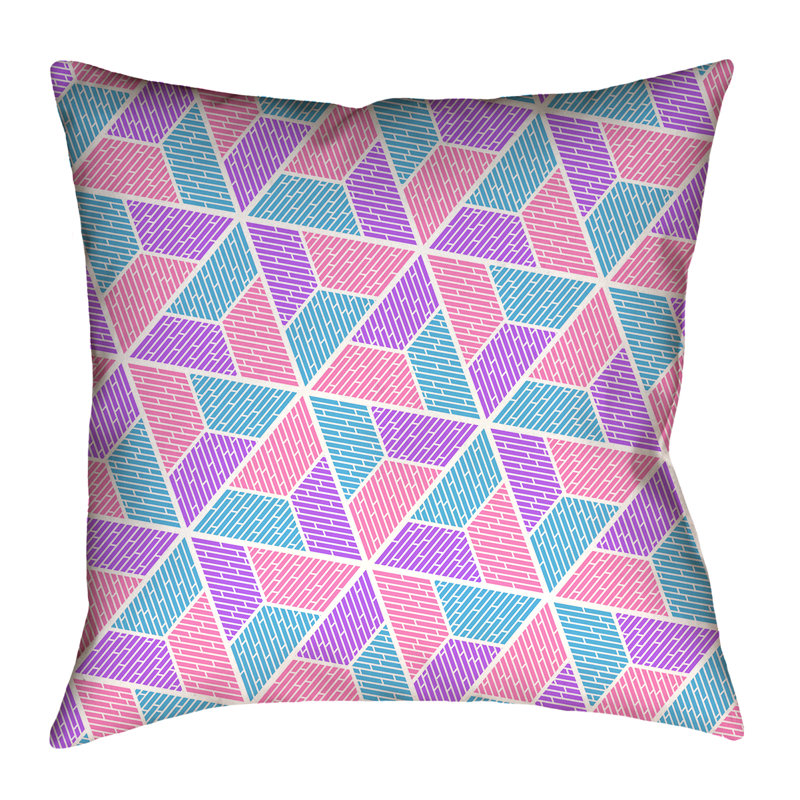 Coussin Katelyn Elizabeth, 26 po x 26 po, Bleu / Rose / Mauve, Polyester sergé