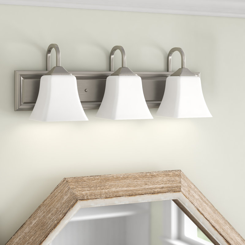 Éclairage pour salle de bain 3 lumières, Nickel satiné