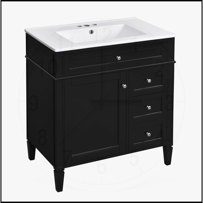 Meuble-lavabo de 30 po avec lavabo supérieur, Noir