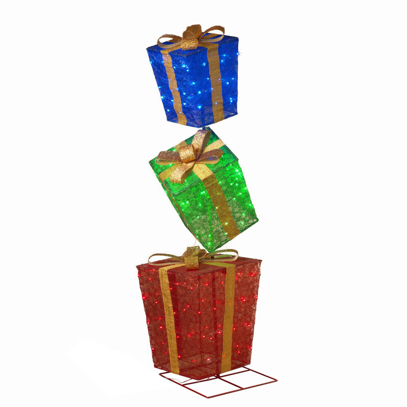 6 ft. Tall Stacked Illuminated Christmas Present Outdoor Décor