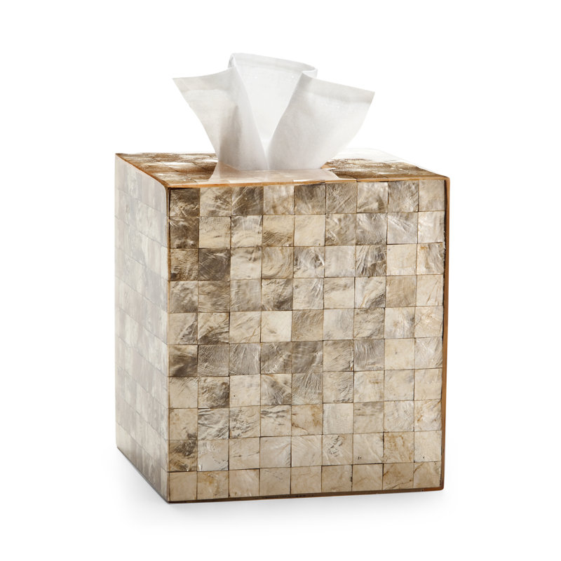 Capiz Tissue Box Cover, Champagne