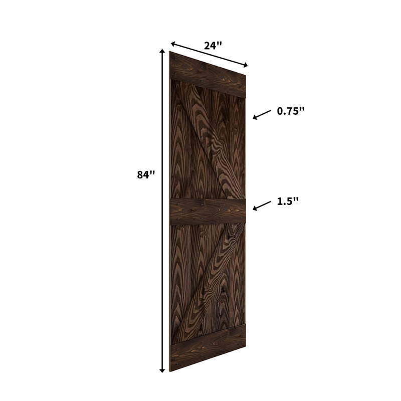 Porte de grange pliante gaufrée 84 po avec quincaillerie coulissante Coast Sequoia, Café Kona, 48 po x 84 po