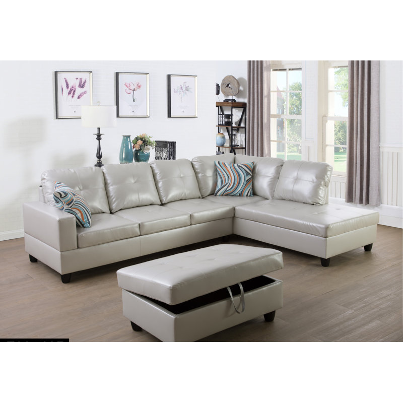Maumee Upholstered Sectional, Right Hand Facing, Silver Light Gray