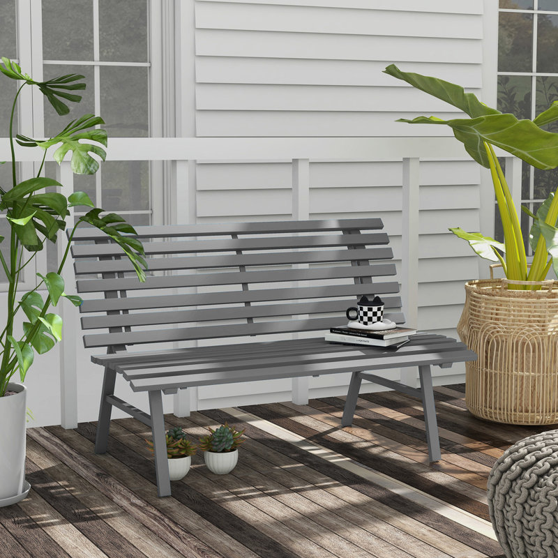 Banc de patio 48,5 po, siège à lattes gris. Convient à deux sièges de jardin élégants et d'extérieur avec banc de 48,5 po. Léger avec siège gris pour patio,