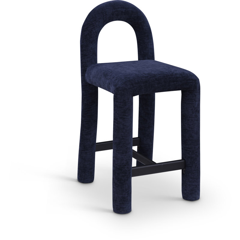 Amari Stool, Chenille Fabric, Navy