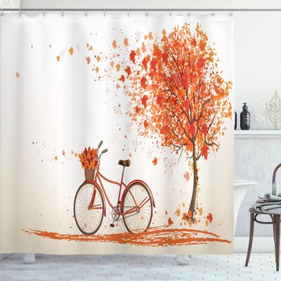 Fall Decor Bicycle Orange Tree Shower Curtain Set -  East Urban Home, sc_17799