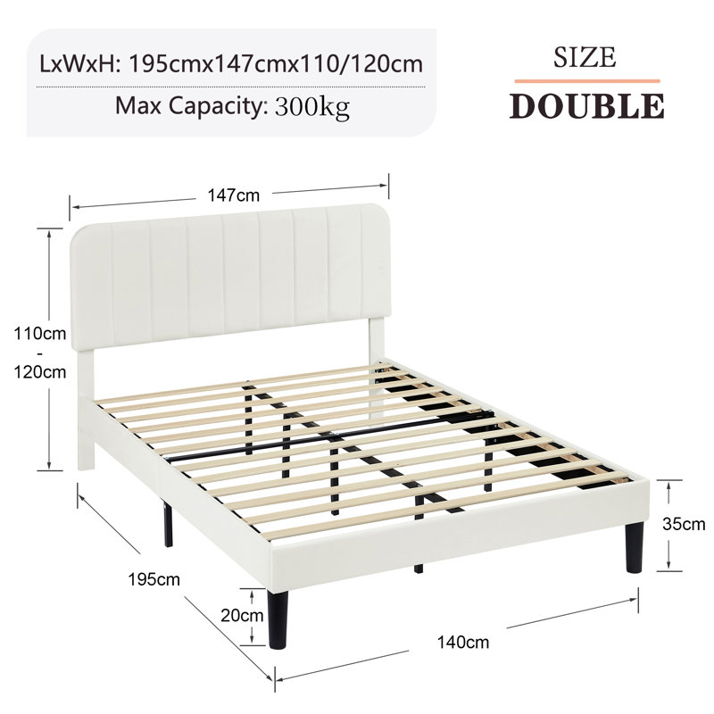 Shasta Upholstered Beds, Modern Platform Bed Frame with Adjustable Headboard, Wooden Slats Support, No Box Spring Needed