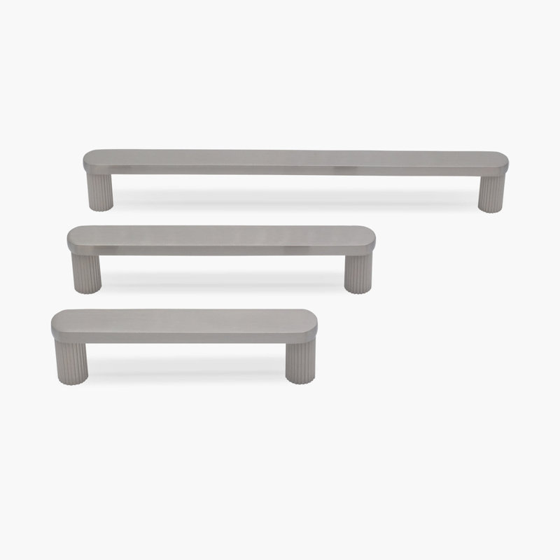 Ribbed Bar / Handle Pull with Fluted Stems, 5", Satin Nickel