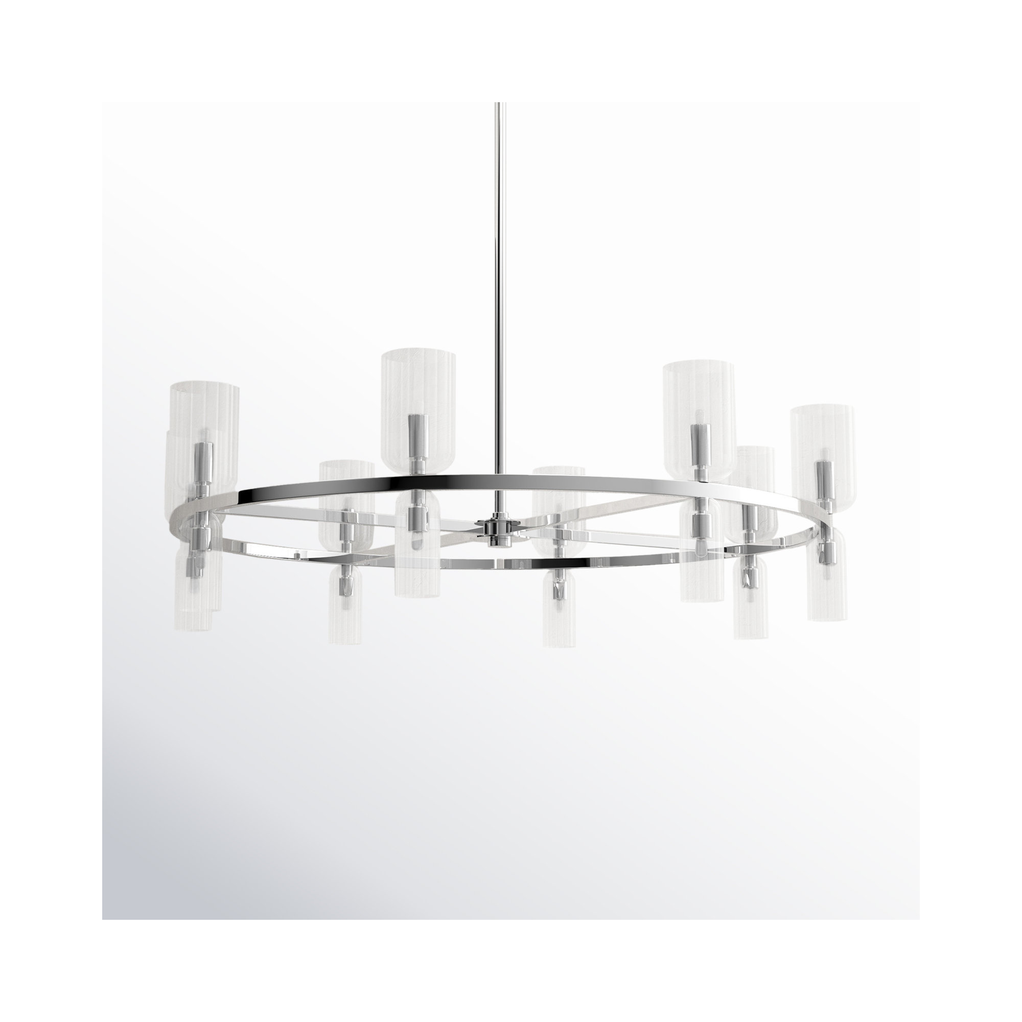16 - Light Metal Chandelier, Polished Nickel