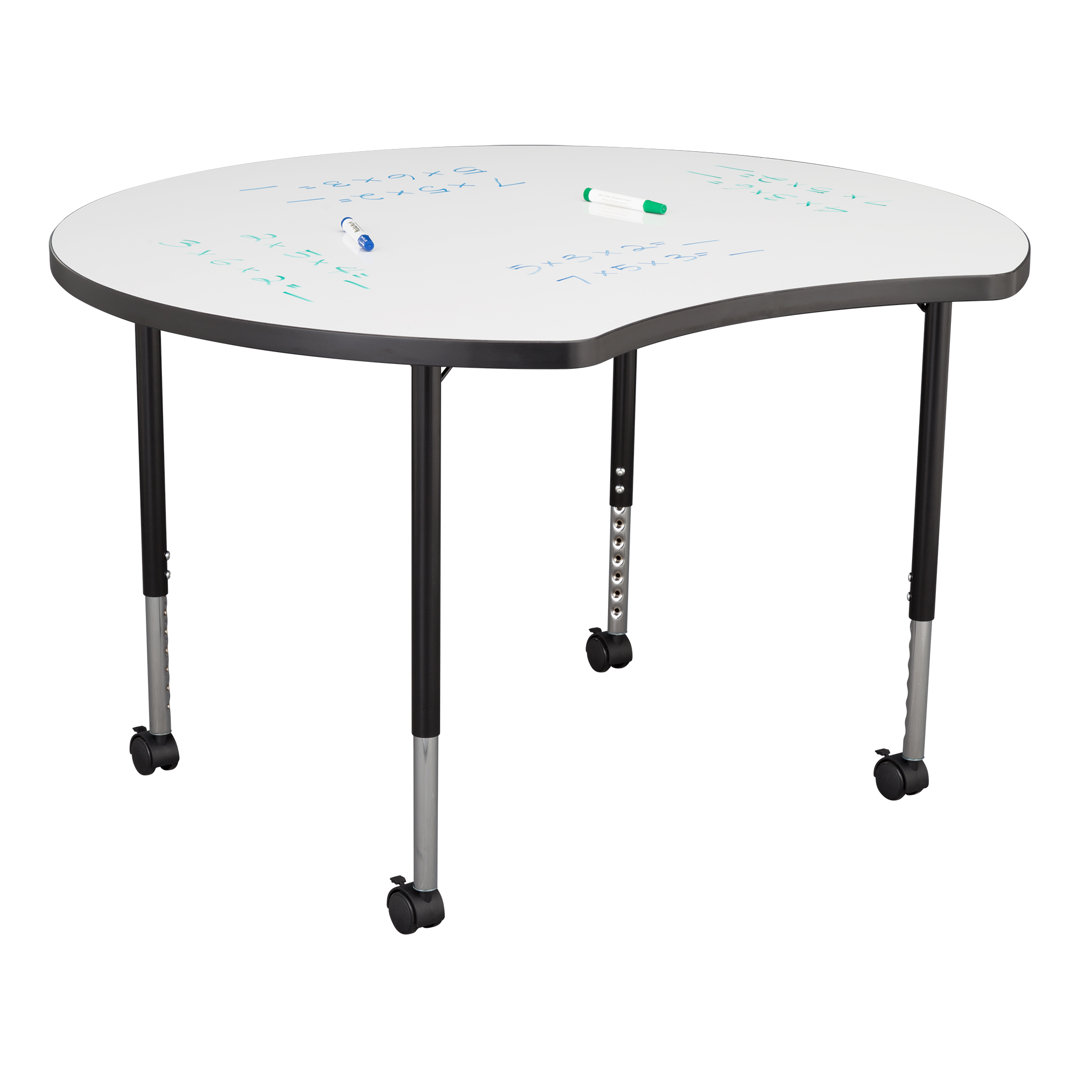 Structure Series Collaborative Crescent Dry-Erase Whiteboard Activity Table with Casters Learniture Frame 