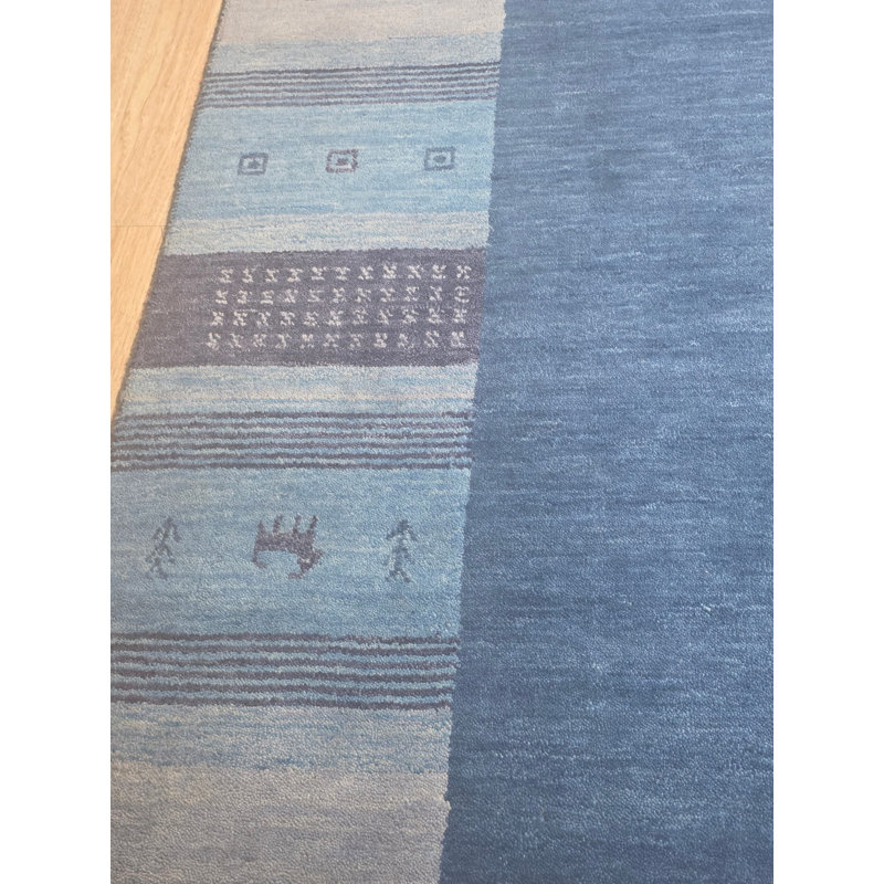 Handloomed Blue Gabbeh Tribal Wool Area Rug, 8' x 10'