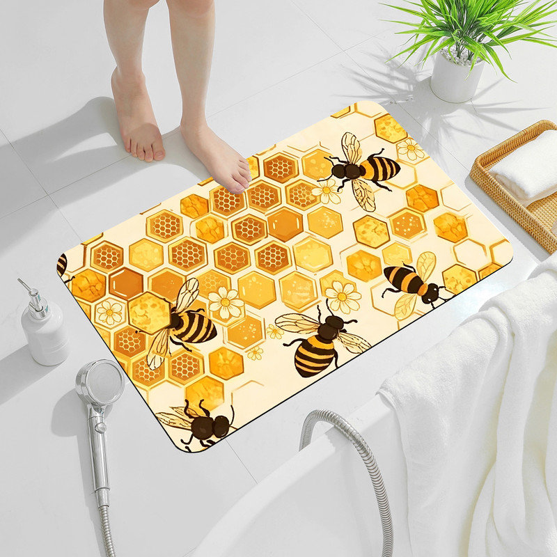  Tapis d'entrée antidérapant pour l'intérieur, 24 po x 36 po, abeille, Daisy honey bee, 24"x36"